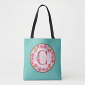 Monogramm-C-Letter mit Peony-Blume-Totbeutel Tasche (Vorderseite)