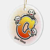 Monogramm C Sockenaffe Keramik Ornament (Links)