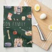 Monogramm-Camping | Aquarellbilder Geschirrtuch (Viertel Falte)