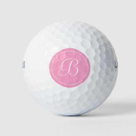 Monogramm Carnation Pink mit Punkten Golfball (Vorderseite)