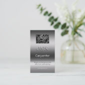 Monogramm, Carpenter Business, Metallic-Effekt Visitenkarte (Stehend Vorderseite)