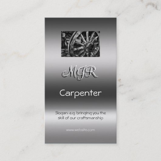 Monogramm, Carpenter Business, Metallic-Effekt Visitenkarte (Vorderseite)