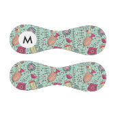 Monogramm Cartoon Blumenmuster mit Vögeln Baseball (Paneele)