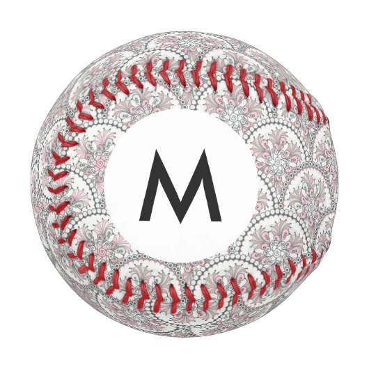 Monogramm Centle Vintage Muster Baseball (Vorderseite Links)