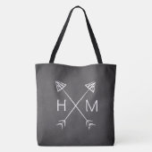 Monogramm-Chalkboard-Pfeile Erstboho Bohemisch Tasche (Rückseite)