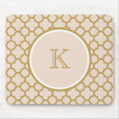 Monogramm-Champagne-Rosa und Goldfarbe Quatrefoil Mousepad (Vorne)