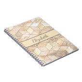 Monogramm Champagner Glitter Grau Pfirsich Geometr Notizblock (Rechte Seite)