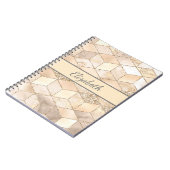 Monogramm Champagner Glitter Grau Pfirsich Geometr Notizblock (Linke Seite)