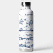Monogramm Chattanooga Toile Blue Water Flasche (Rechts)