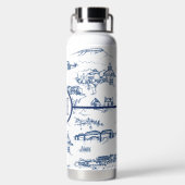 Monogramm Chattanooga Toile Blue Water Flasche (Rückseite)