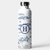 Monogramm Chattanooga Toile Blue Water Flasche (links)
