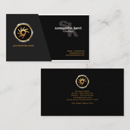 Monogramm Chauffeur für den Chauffeur Visitenkarte (Vorne/Hinten)