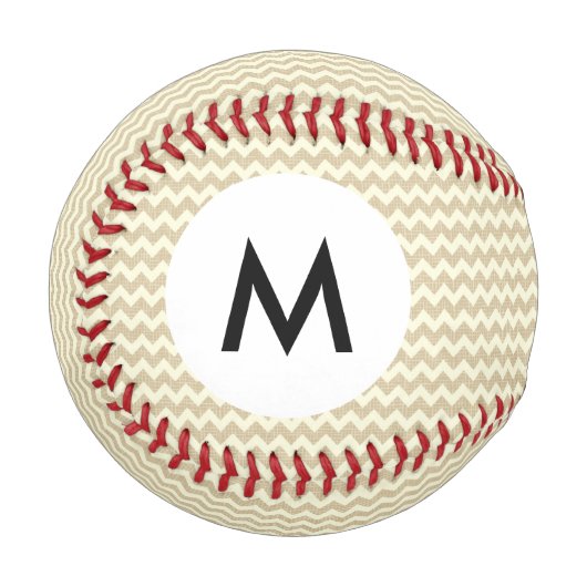 Monogramm Chevron-Muster Baseball (Vorderseite Links)
