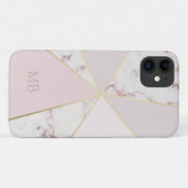 Monogramm Chic Marmor Geometrisch Rosa Gold Case-Mate iPhone Hülle (Rückseite (Horizontal))