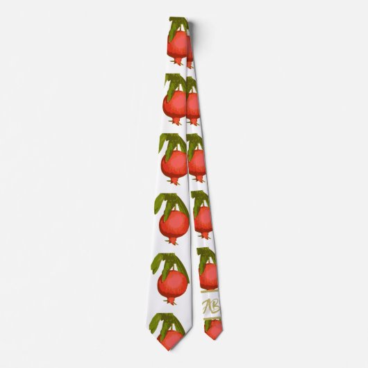 Monogramm Chic Red Botanical Pomegranat Krawatte (Vorderseite)