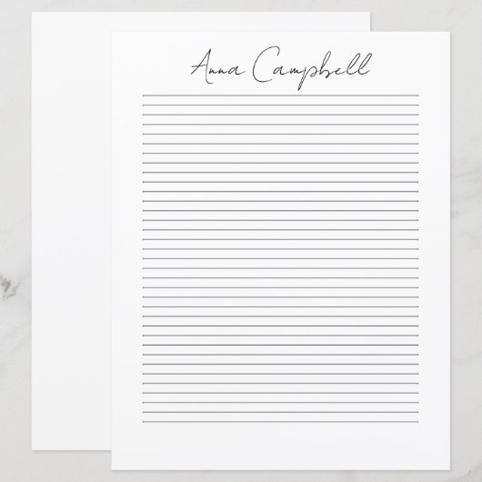 Monogramm Chic Schriftname Schreibwarenpapier (Vorne/Hinten)