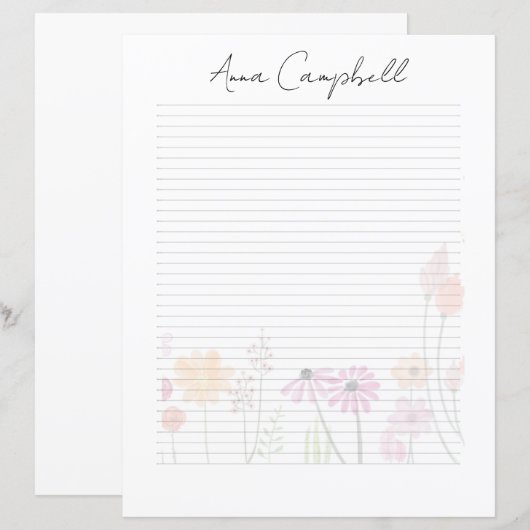 Monogramm Chic Schriftname Schreibwarenpapier (Vorne/Hinten)
