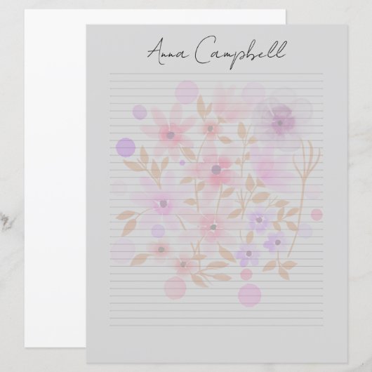 Monogramm Chic Schriftname Schreibwarenpapier (Vorne/Hinten)