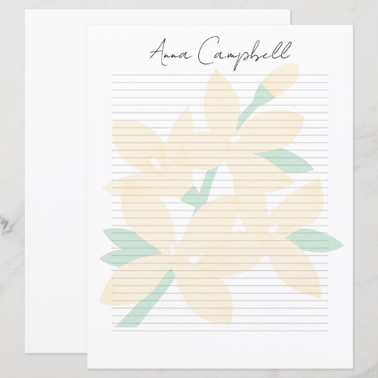 Monogramm Chic Schriftname Schreibwarenpapier (Vorne/Hinten)