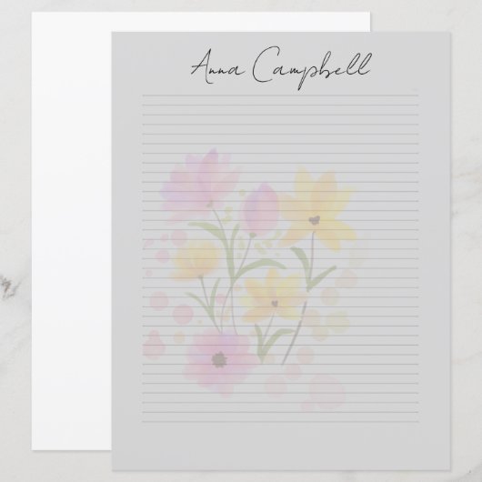 Monogramm Chic Schriftname Schreibwarenpapier (Vorne/Hinten)