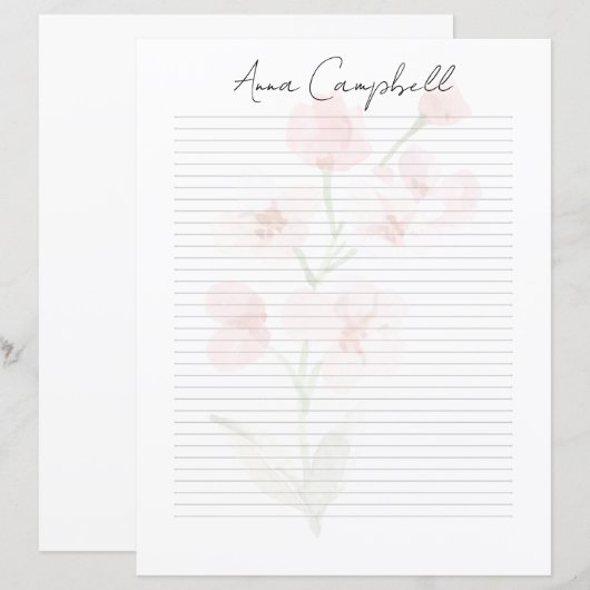 Monogramm Chic-Schriftzug Name Schreibwaren Papier (Vorne/Hinten)