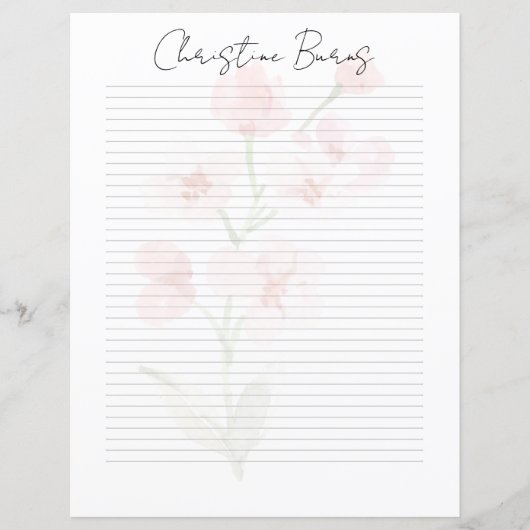 Monogramm Chic Schriftzug Name Schreibwarenpapier (Vorderseite)