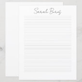Monogramm Chic-Schriftzug Name Schreibwarenpapier (Vorne/Hinten)