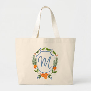Monogramm Chinoiserie Citrus Wappen Jumbo Stoffbeutel