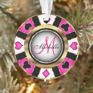 Monogramm-Chip für den Casino-Poker - Hot-Pink Ornament