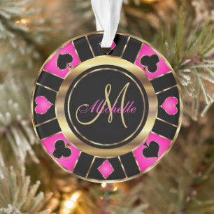 Monogramm-Chip für den Casino-Poker - Rosa Ornament