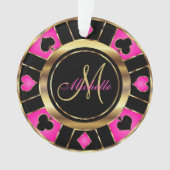 Monogramm-Chip für den Casino-Poker - Rosa Ornament (Vorderseite)