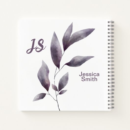 Monogramm Christliches Journal mit Lila botanische Notizblock (Rückseite)