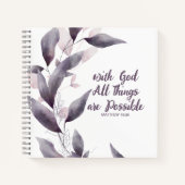 Monogramm Christliches Journal mit Lila botanische Notizblock (Vorderseite)