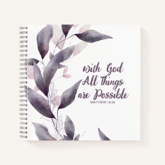 Monogramm Christliches Journal mit Lila botanische Notizblock (Vorderseite)