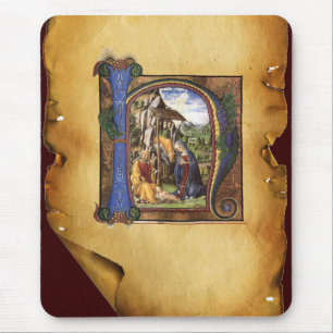 MONOGRAMM-CHRISTMAS-PARCHMENT MOUSEPAD