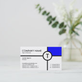 Monogramm Circle Cross (blau) - White Visitenkarte (Stehend Vorderseite)