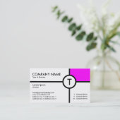 Monogramm Circle Cross (Magenta) - Weiß Visitenkarte (Stehend Vorderseite)