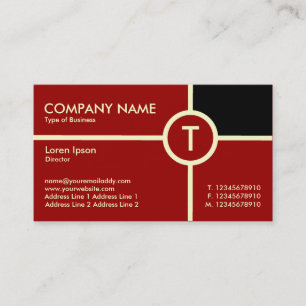 Monogramm Circle Cross Maroon, Black and Creme Visitenkarte