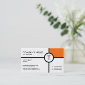 Monogramm Circle Cross (Orange) - White Visitenkarte (Stehend Vorderseite)