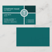 Monogramm Circle Cross - Shades of Aquamarin Visitenkarte (Vorne/Hinten)