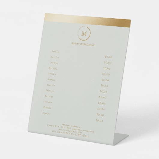 Monogramm-Circle des Salon Grey Green Sockelschild (Vorderseite)