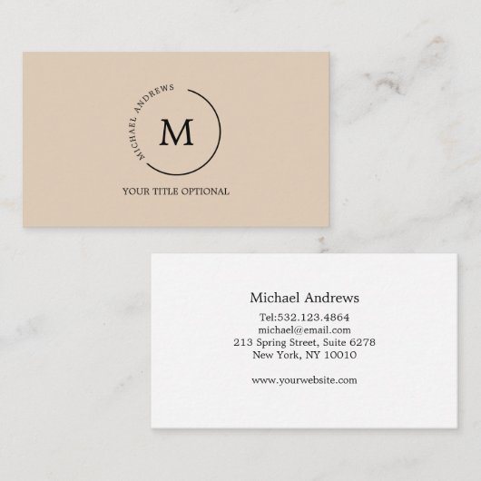 Monogramm Circle Visitenkarte (Vorne/Hinten)