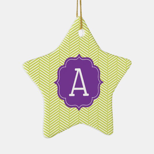 Monogramm Citron Zickzack mit Lila Keramik Ornament (Rechts)