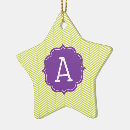 Monogramm Citron Zickzack mit Lila Keramik Ornament (Links)