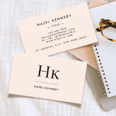 Monogramm | Classic Blush Pink Gold Einfache Elega Visitenkarte