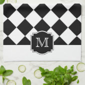 Monogramm Classic Diamonds - Schwarz-weiß Geschirrtuch (Gefaltet)