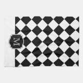 Monogramm Classic Diamonds - Schwarz-weiß Geschirrtuch (Horizontal)