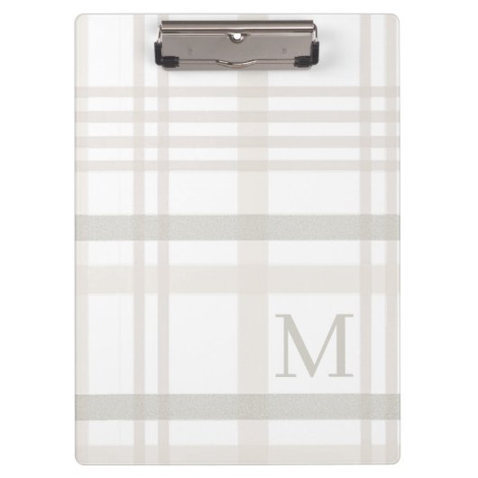 Monogramm Classic Elegant Minimal Kariert Klemmbrett (Vorderseite)