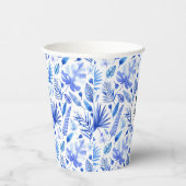 Monogramm, Cobalt Blue Tropical Blätter Muster 8oz Pappbecher (Rechts)