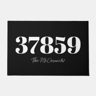 Monogramm-Code für moderne Schwarz-Weiß-Serien Fußmatte